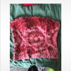 Hand Beaded Strapless Top